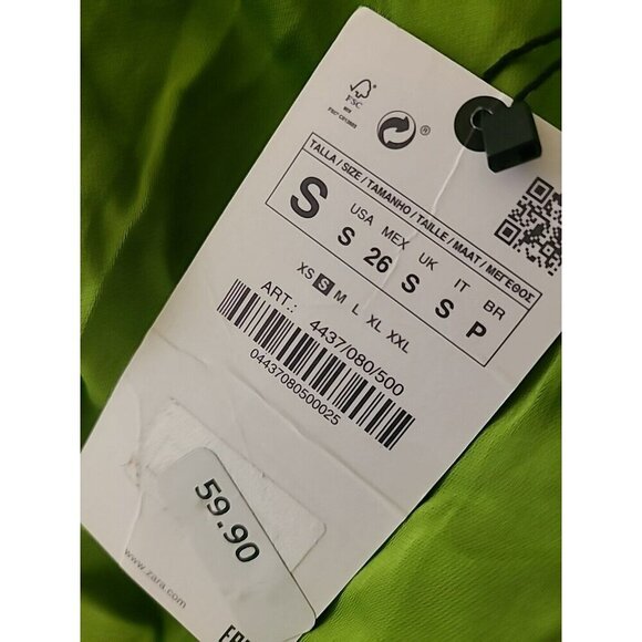 ZARA Dress WOMAN NWT EFFECT HALTER Spli Green 4437 080 Small 18" Ptp Viscose - Picture 9 of 9